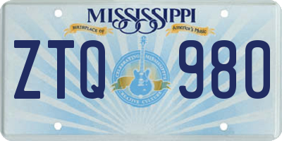 MS license plate ZTQ980