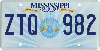 MS license plate ZTQ982
