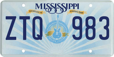 MS license plate ZTQ983