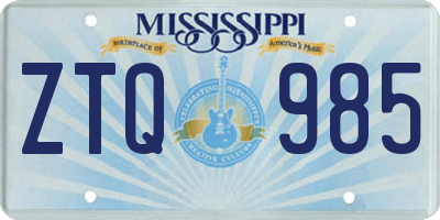 MS license plate ZTQ985