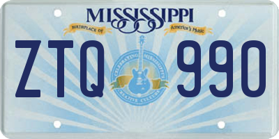 MS license plate ZTQ990