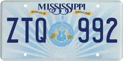 MS license plate ZTQ992