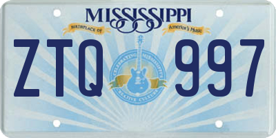 MS license plate ZTQ997