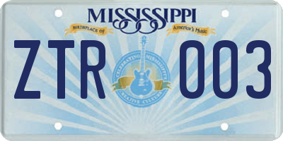 MS license plate ZTR003