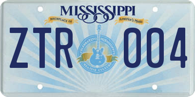 MS license plate ZTR004