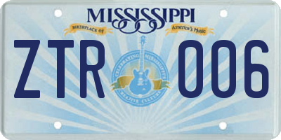 MS license plate ZTR006