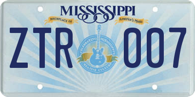 MS license plate ZTR007