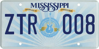 MS license plate ZTR008
