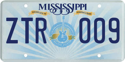 MS license plate ZTR009