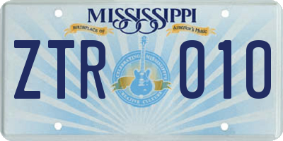 MS license plate ZTR010