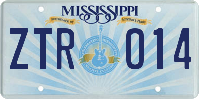 MS license plate ZTR014