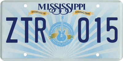 MS license plate ZTR015
