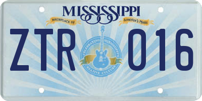MS license plate ZTR016
