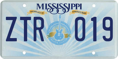 MS license plate ZTR019