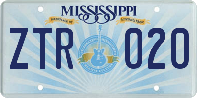 MS license plate ZTR020