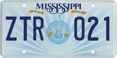 MS license plate ZTR021