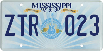MS license plate ZTR023