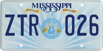 MS license plate ZTR026