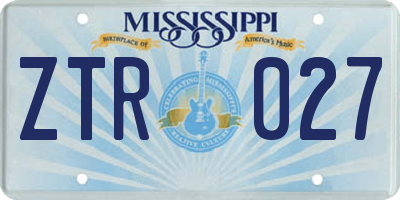MS license plate ZTR027