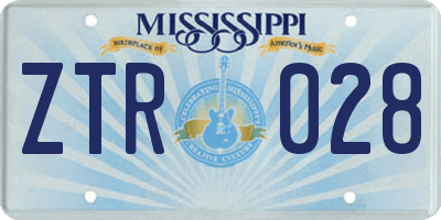 MS license plate ZTR028
