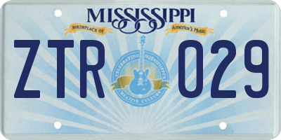 MS license plate ZTR029