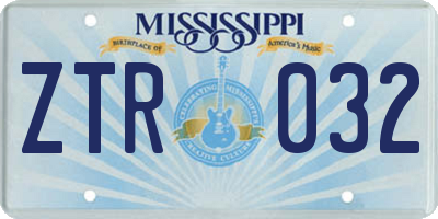 MS license plate ZTR032