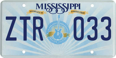 MS license plate ZTR033