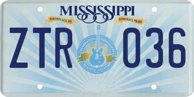 MS license plate ZTR036