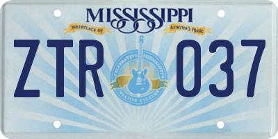 MS license plate ZTR037