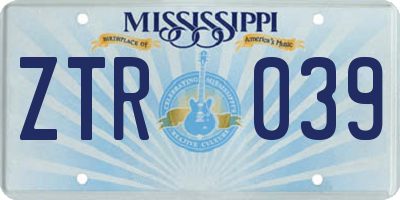 MS license plate ZTR039
