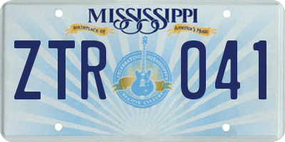 MS license plate ZTR041