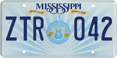 MS license plate ZTR042