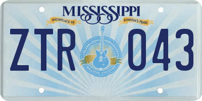 MS license plate ZTR043