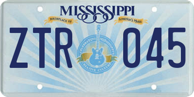 MS license plate ZTR045