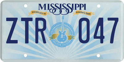 MS license plate ZTR047