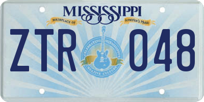 MS license plate ZTR048