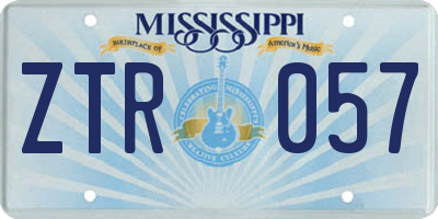MS license plate ZTR057
