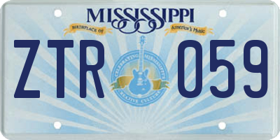 MS license plate ZTR059