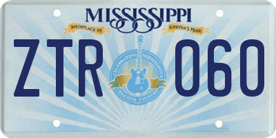 MS license plate ZTR060