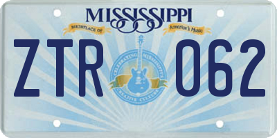 MS license plate ZTR062