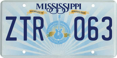 MS license plate ZTR063