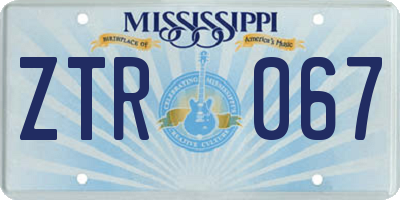 MS license plate ZTR067