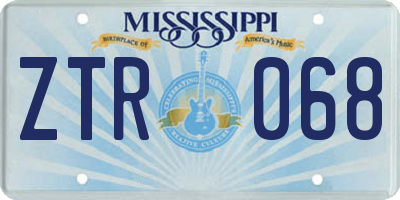 MS license plate ZTR068