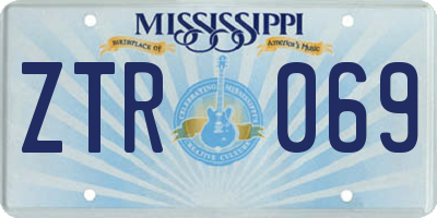 MS license plate ZTR069