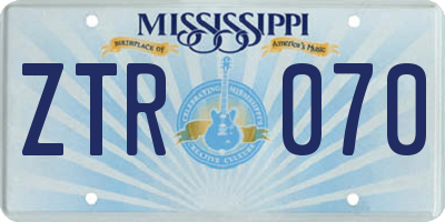 MS license plate ZTR070