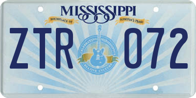 MS license plate ZTR072