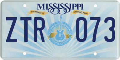 MS license plate ZTR073