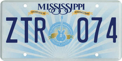 MS license plate ZTR074