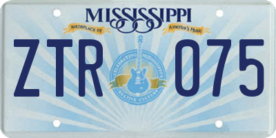 MS license plate ZTR075