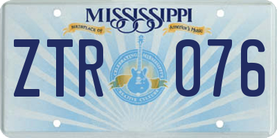 MS license plate ZTR076